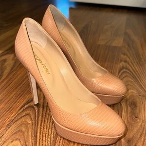 Sergio Rossi Nude Textured Platform Heels